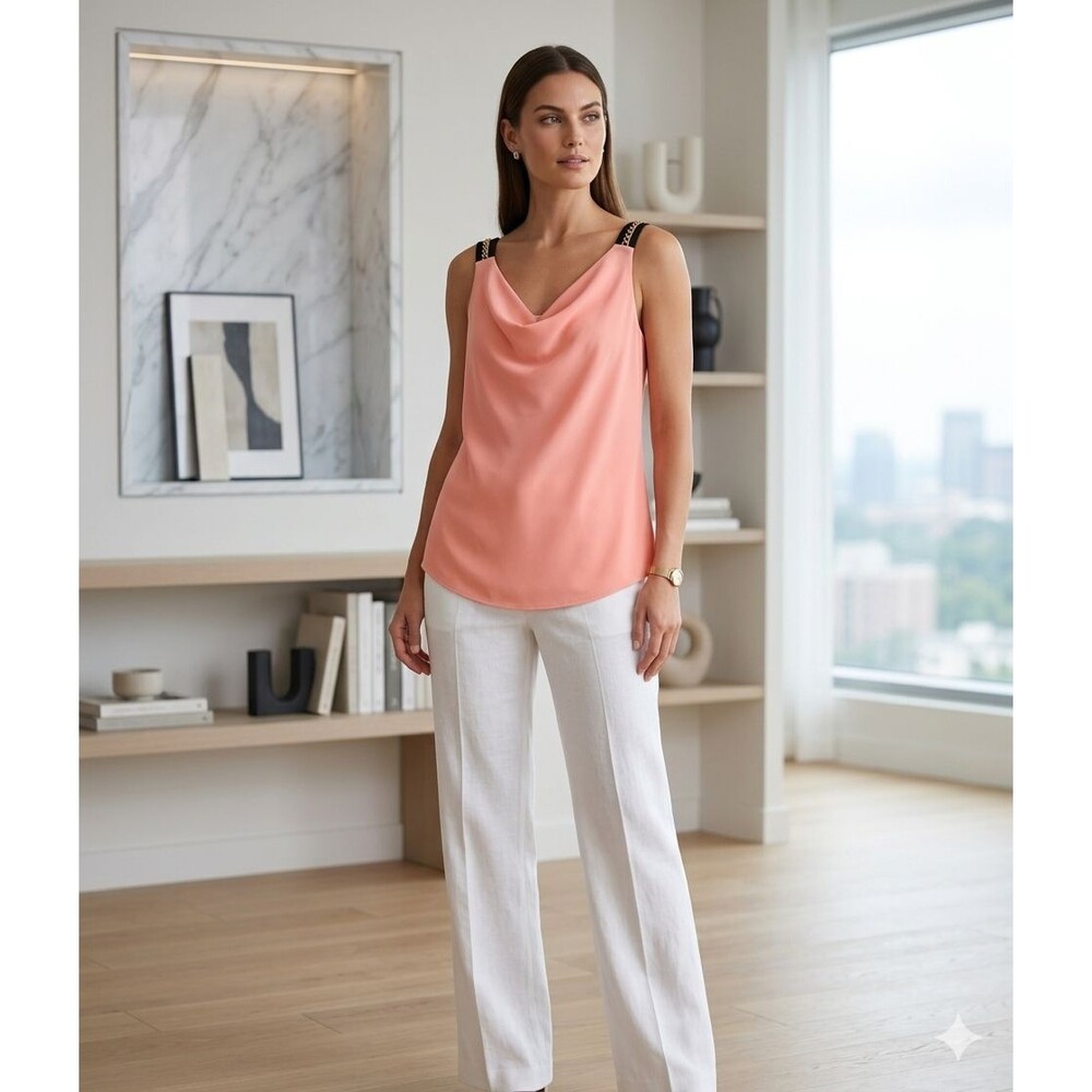 White House Black Market Women’s Tank Size S Pink Cowl Neck Sleeveless Camisole